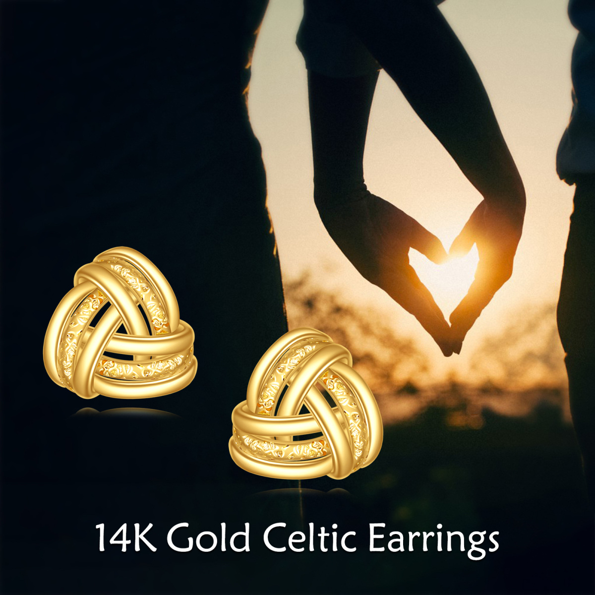 10K Gold Celtic Knot Stud Earrings-6