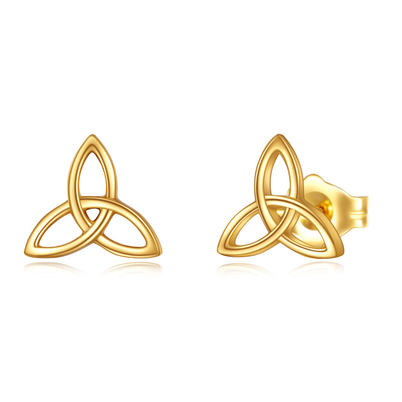 10K Gold Celtic Knot Stud Earrings-1