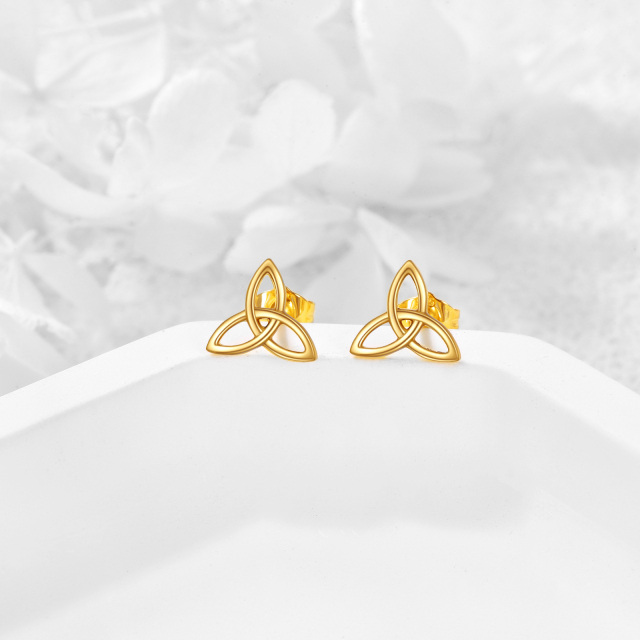 14K Gold Celtic Knot Stud Earrings-3