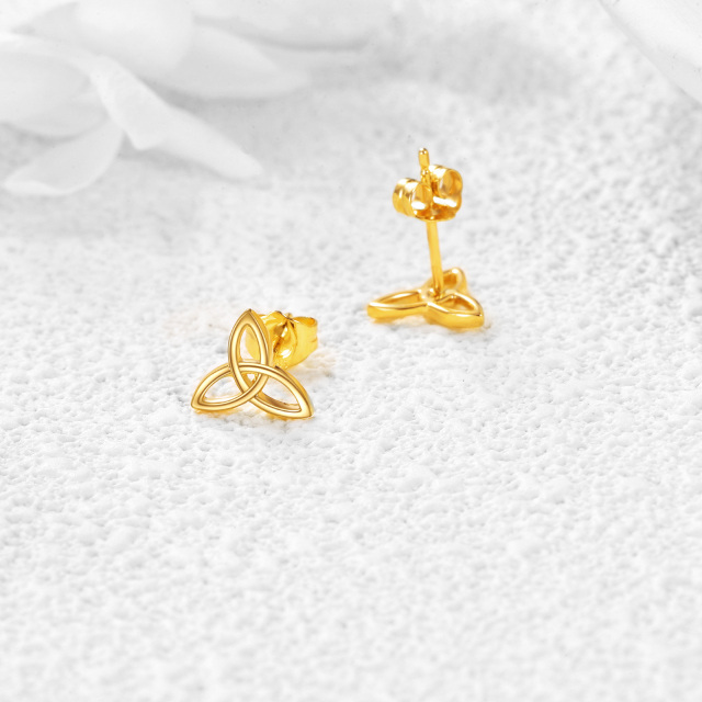 10K Gold Celtic Knot Stud Earrings-4