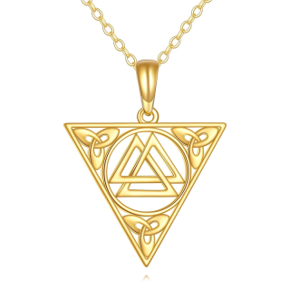 10K Gold Celtic Knot & Triangle Necklace for Women-7