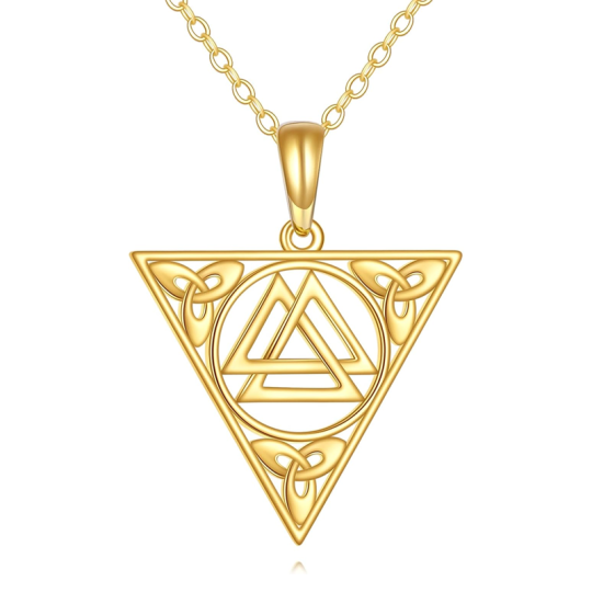 10K Gold Celtic Knot & Triangle Necklace for Women