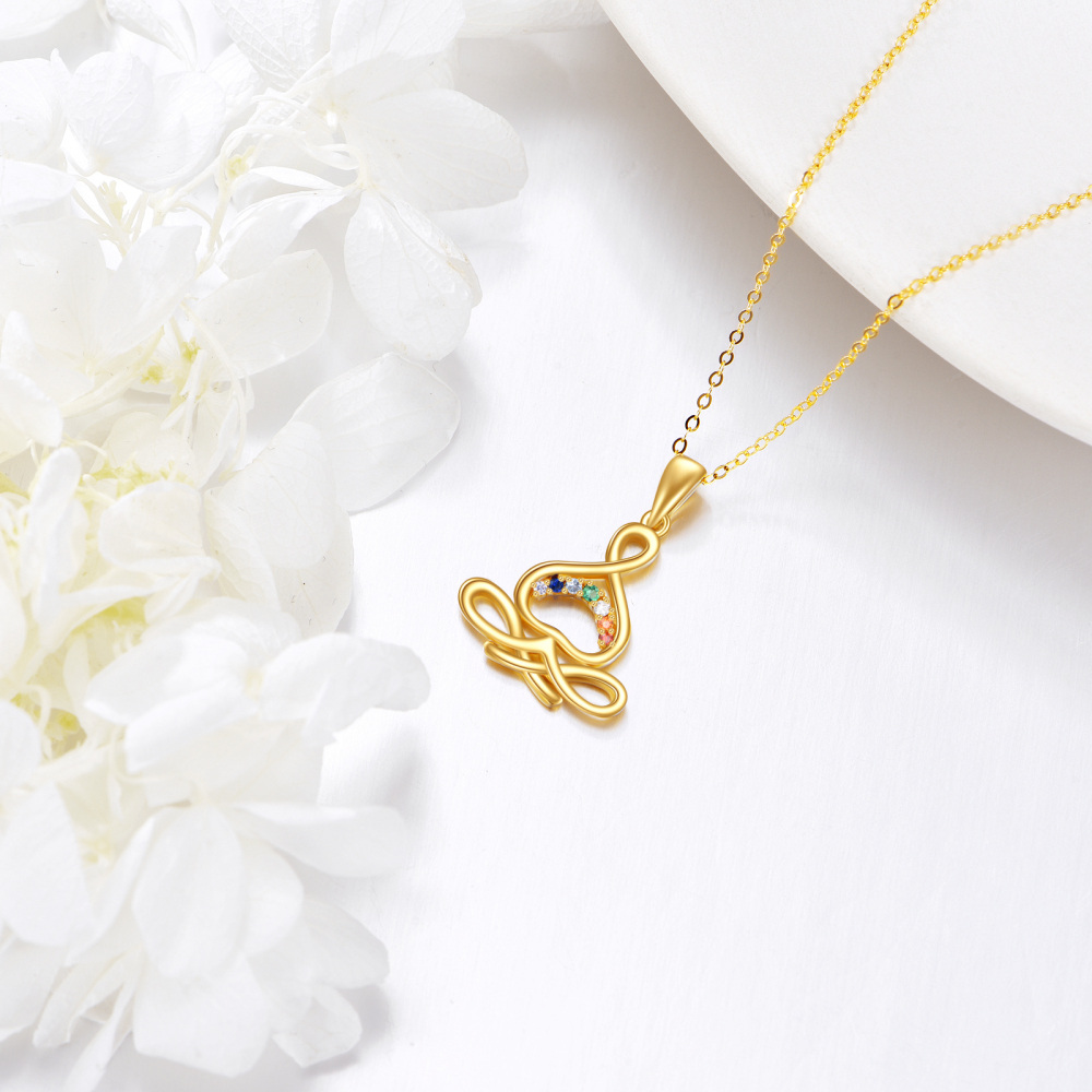 10K Gold Cubic Zirconia Chakras & Yoga Necklace for Women-3