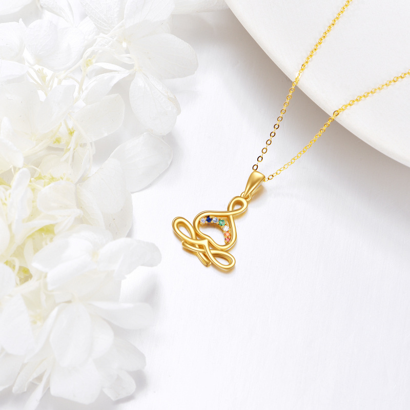 Collar de yoga con chakras y circonita cúbica en oro de 14 quilates para mujer-3