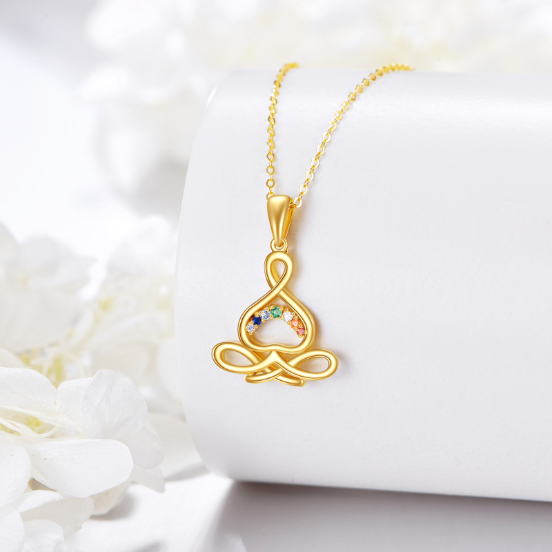 Collar de yoga con chakras y circonita cúbica en oro de 14 quilates para mujer-4