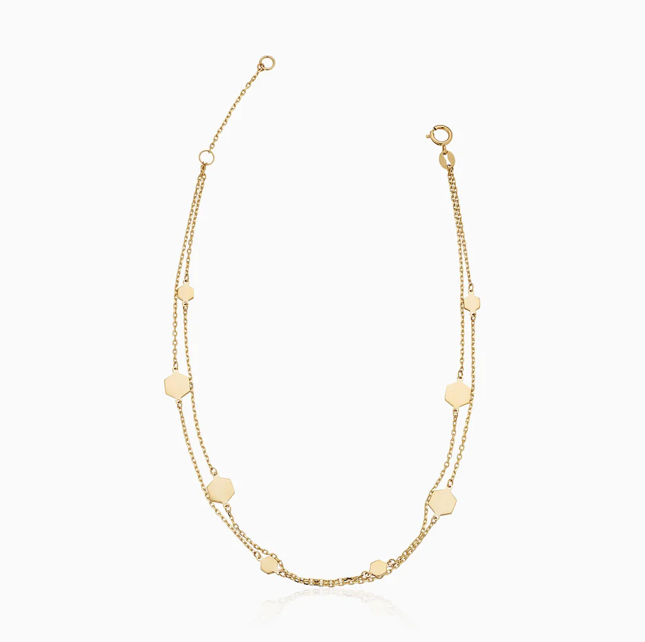 14K Gold Charm Station Anklet-1
