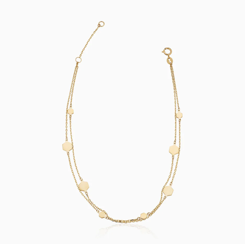 10K Gold Charm Station Anklet-17