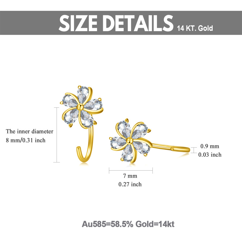 10K White Gold Cubic Zirconia Cherry Blossom Stud Earrings-4