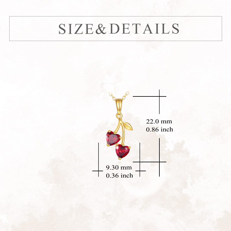 10K Gold Cubic Zirconia Cherry Pendant Necklace-5