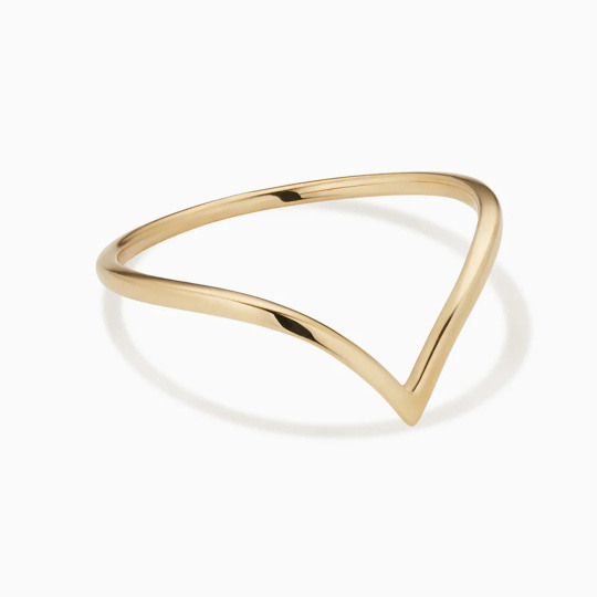 10K Gold Chevron Stackable Ring