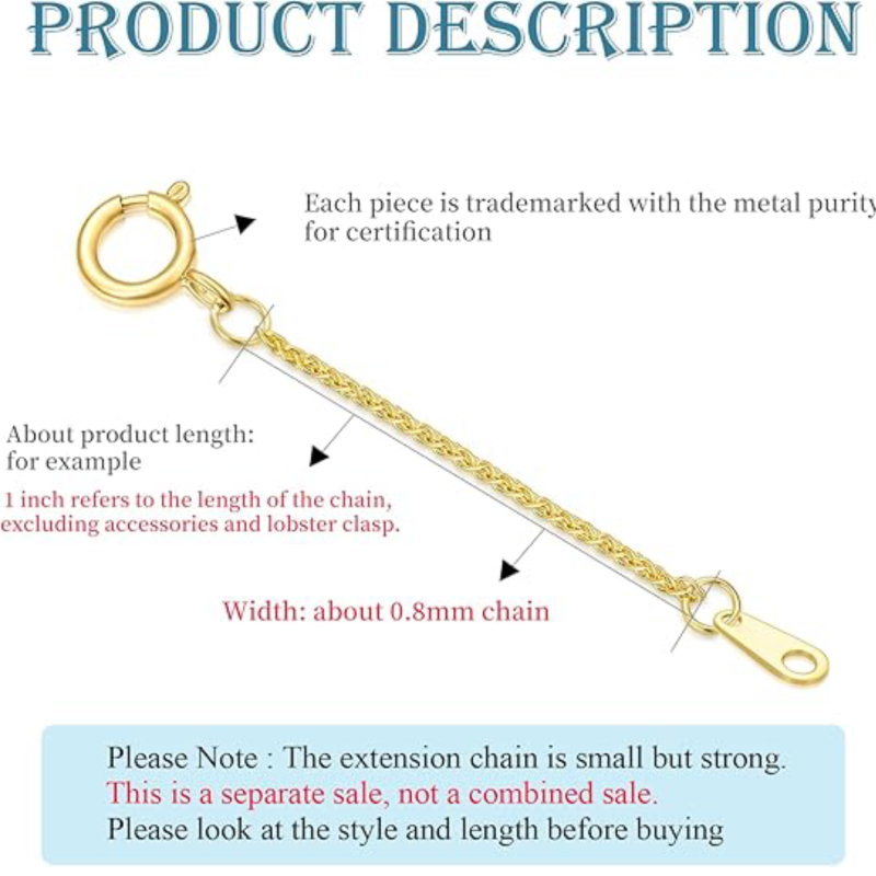 Chopin-Kette aus 14-karätigem Gold mit Verlängerungskette mit Federschnalle-2