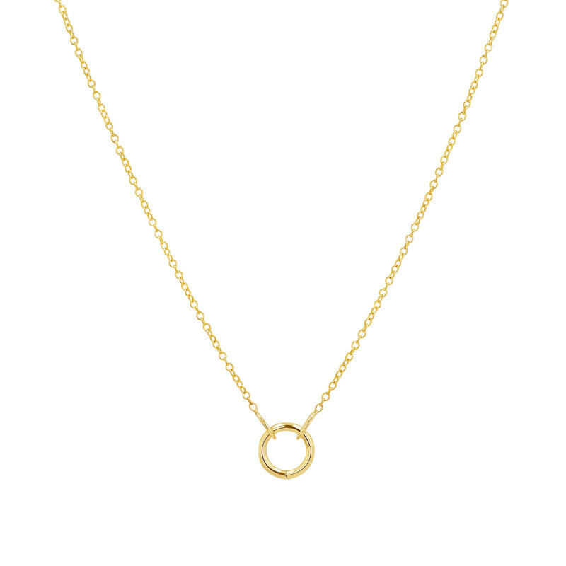 Collar colgante conector de círculo en oro de 14 quilates-1