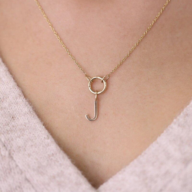 Collar colgante conector de círculo en oro de 14 quilates-3