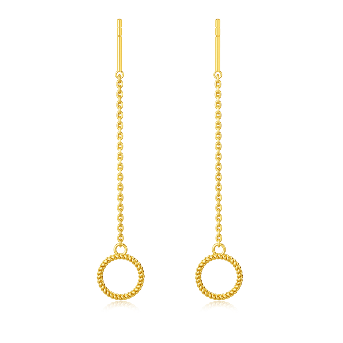 10K Gold Circle Drop Earrings-1