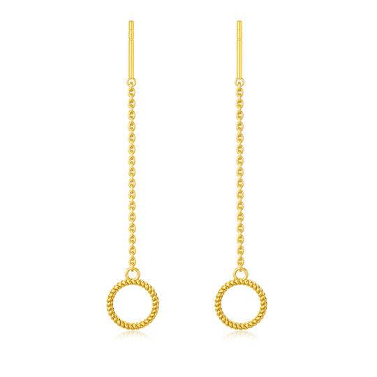 10K Gold Circle Drop Earrings