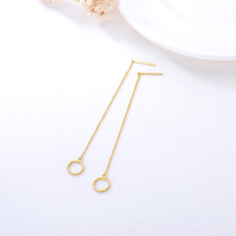 Pendientes colgantes circulares de oro rosa de 14 quilates-4