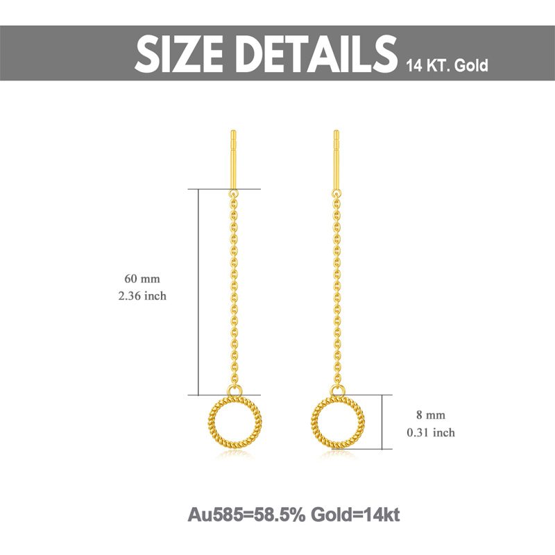 Pendientes colgantes circulares de oro rosa de 14 quilates-6