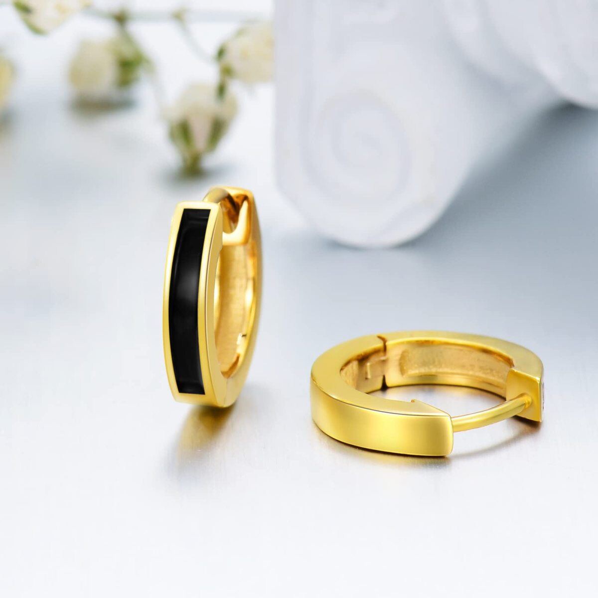 14K Gold Circle Hoop Earrings-4