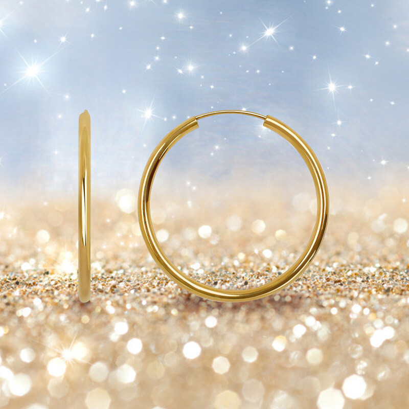 Brincos de argola circulares em ouro branco 10K-4