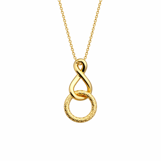 10K Gold Circle & Infinity Symbol Pendant Necklace