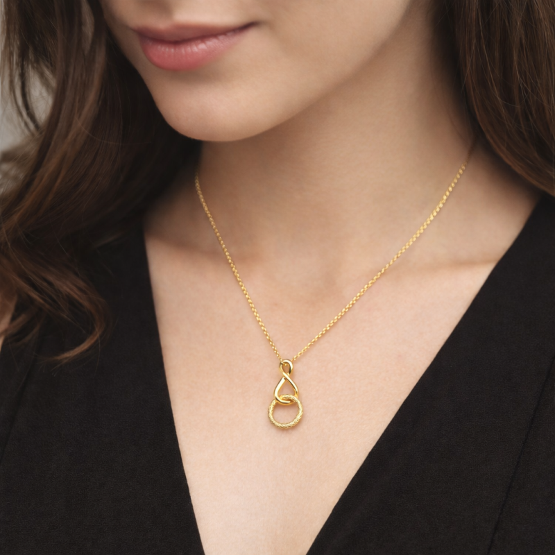 18K-Gold-Halskette mit Kreis- und Unendlichkeitssymbol-2