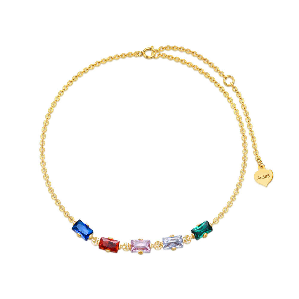 10K Gold Cubic Zirconia Circle Charm Bracelet-1