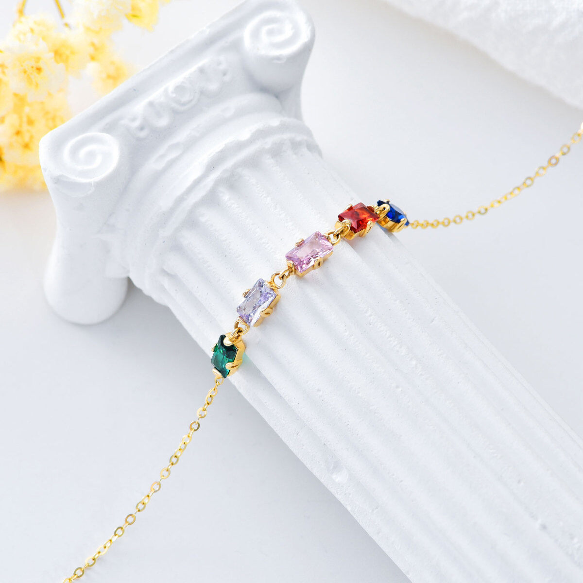 Pulsera Colgante Círculo Zirconia Oro 14K-4