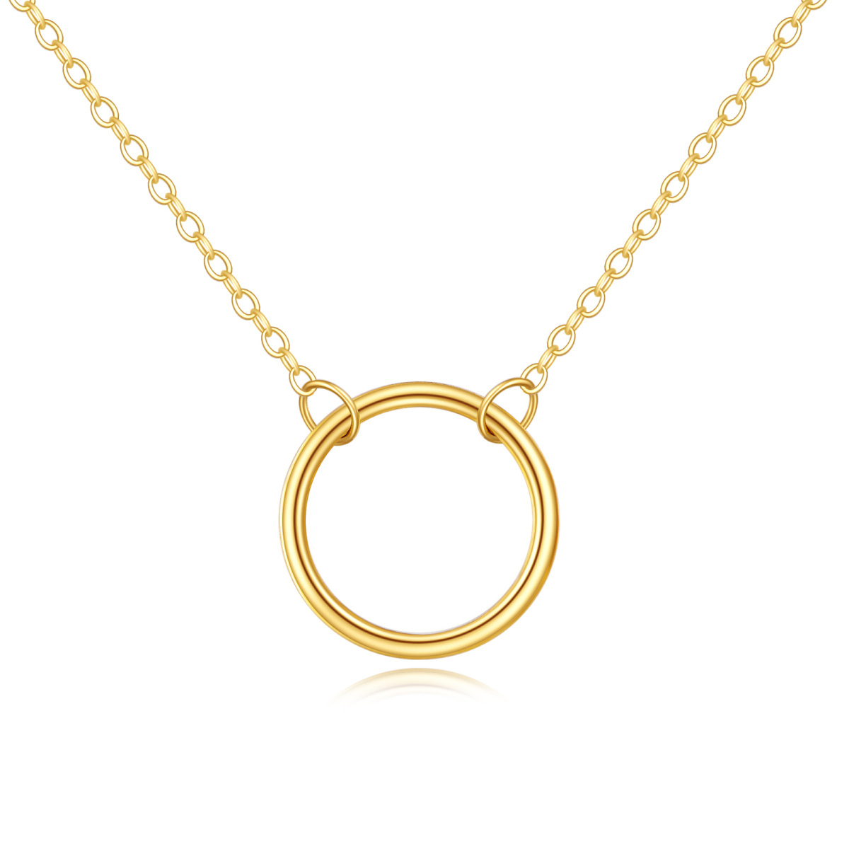 Colar com pingente circular de ouro 14K-1