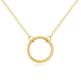 14K Gold Circle Pendant Necklace-2