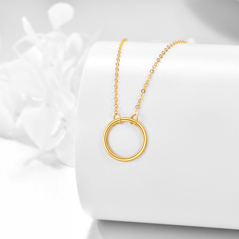 14K Gold Halskette mit Kreisanhänger-3