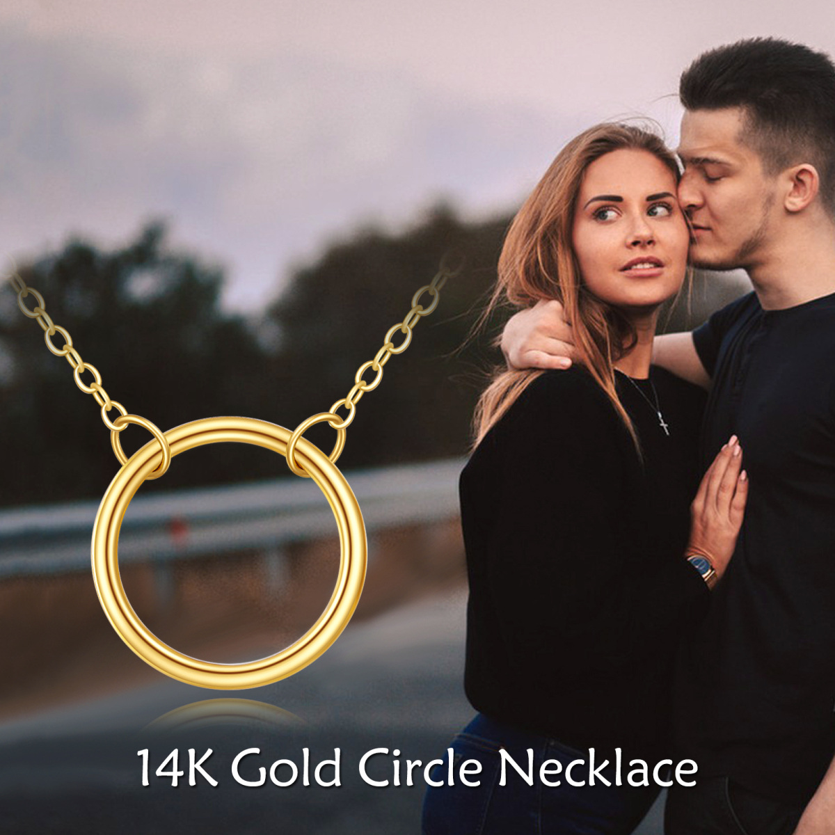 14K Gold Halskette mit Kreisanhänger-6