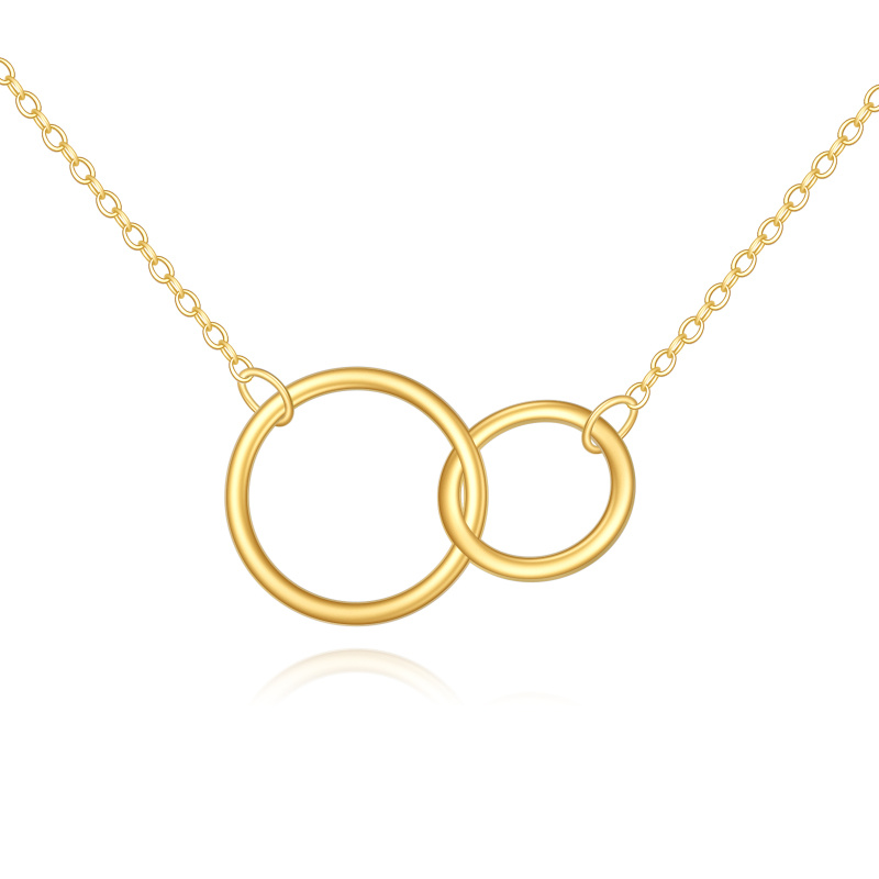 18K Gold Two Circle Pendant Necklace-1