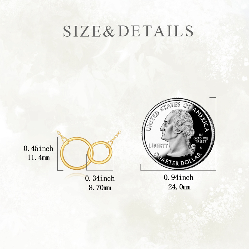 18K Gold Two Circle Pendant Necklace-5