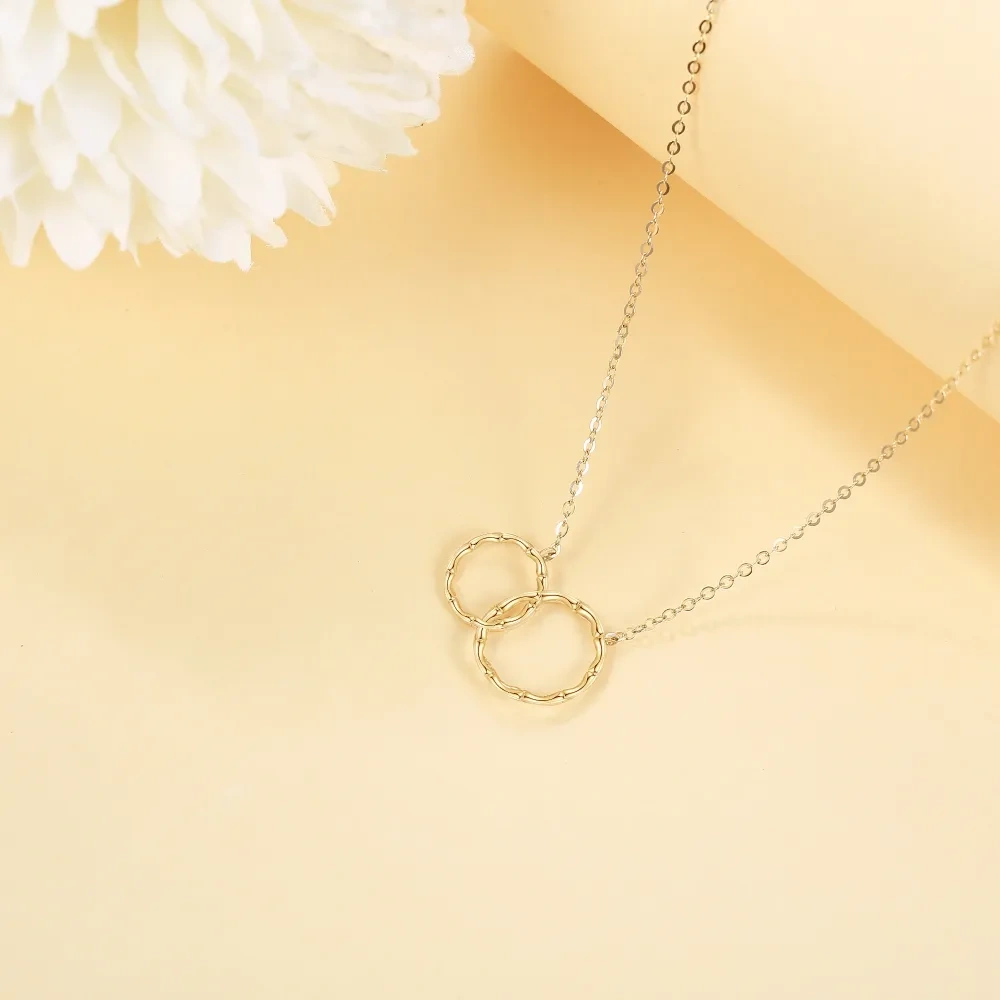10K Gold Circle Pendant Necklace-3