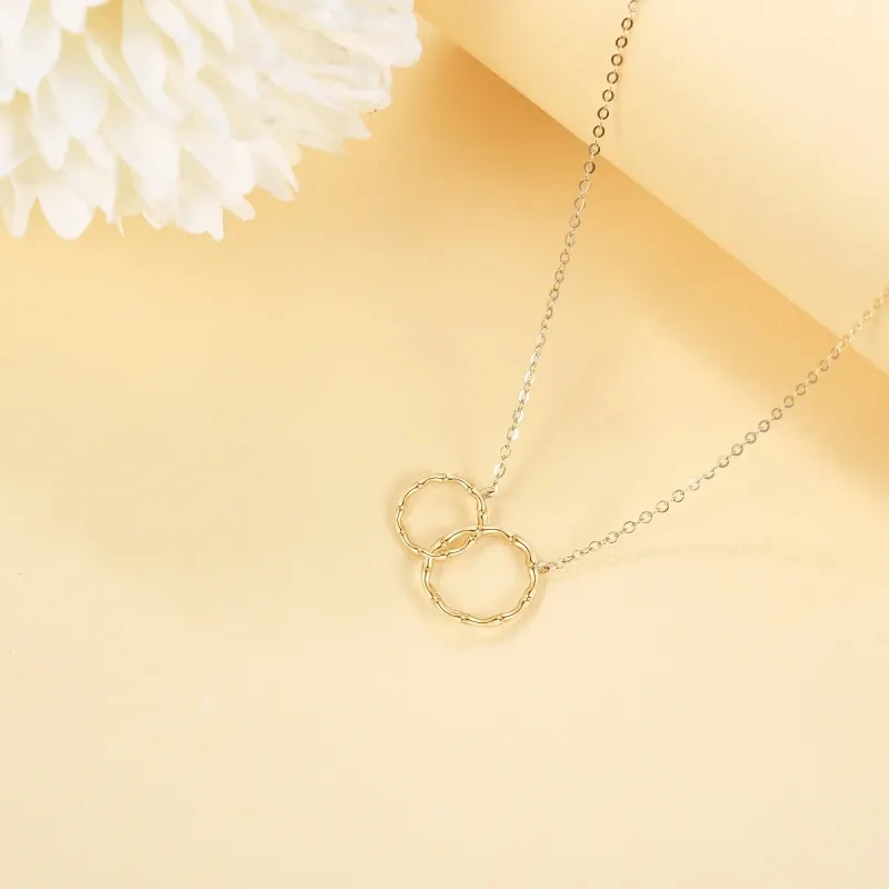 Collier à pendentif cercle en or 14K-3