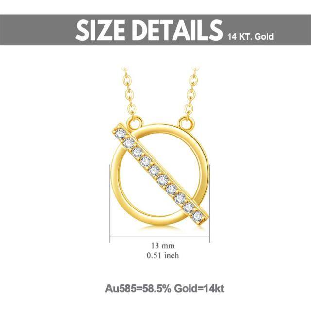 Collier à pendentif circulaire en or 14K à zircon cubique-6