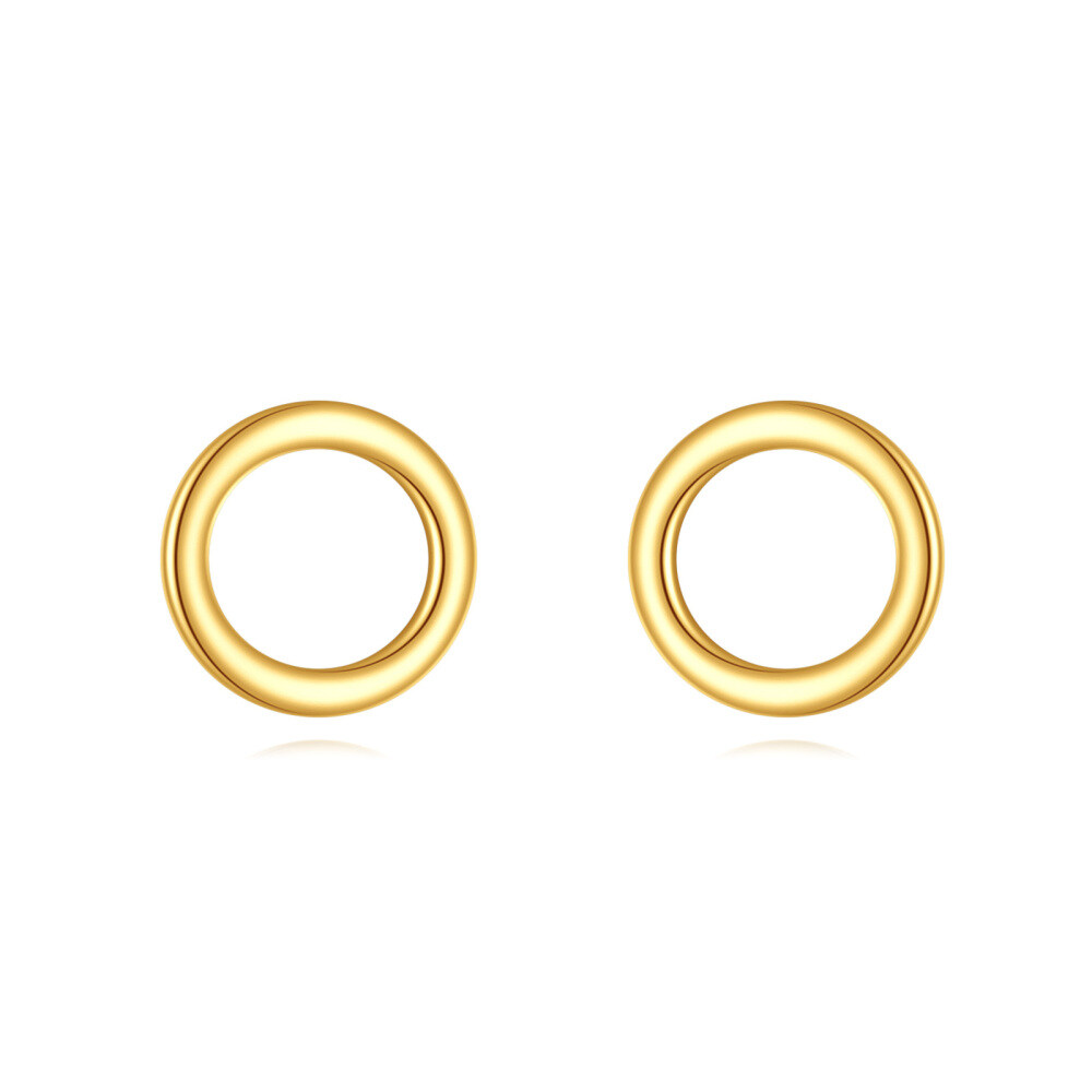 10K Gold Circle Stud Earrings-1