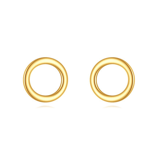 10K Gold Circle Stud Earrings-1