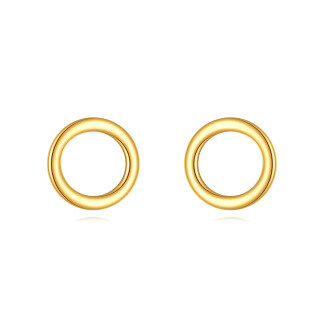 10K Gold Circle Stud Earrings-14