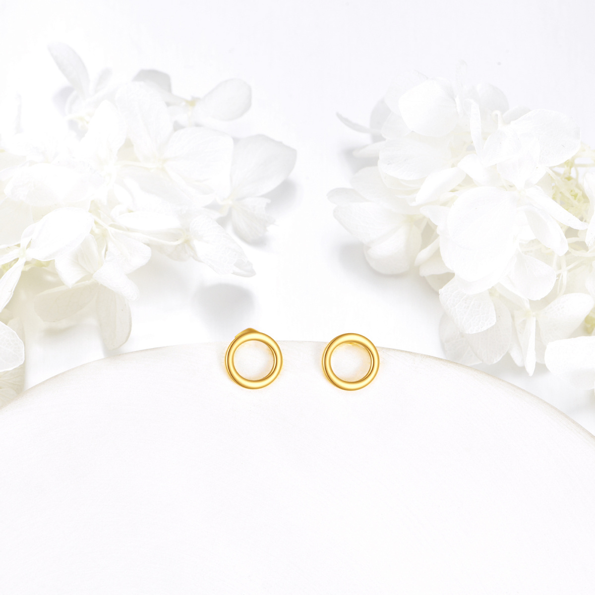 10K Gold Circle Stud Earrings-4