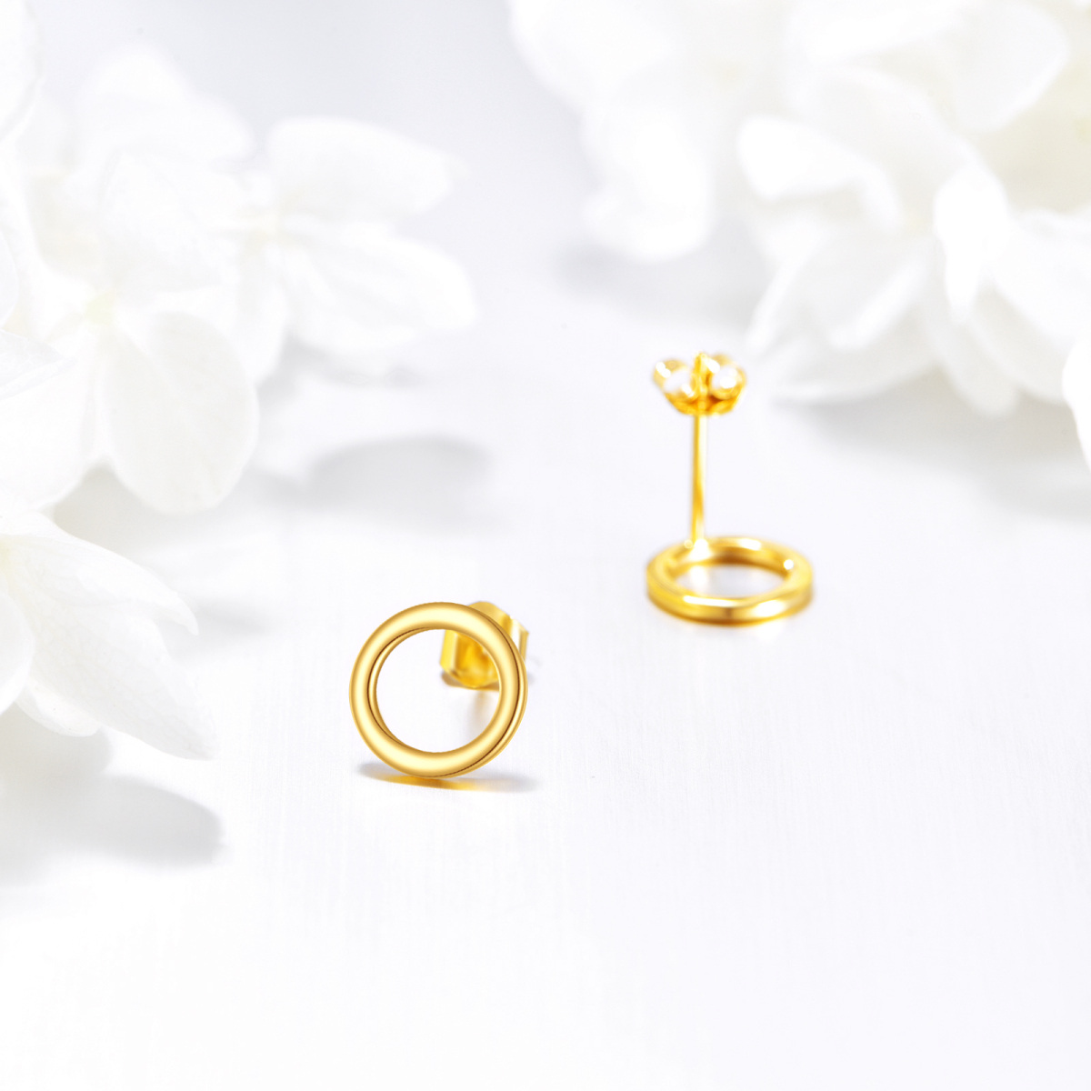 10K Gold Circle Stud Earrings-5