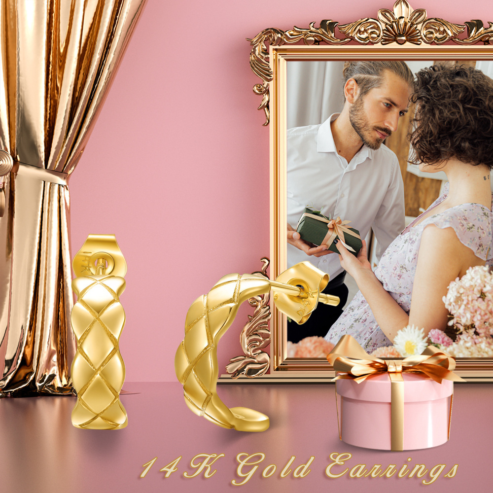 10K Gold Circle Stud Earrings-6