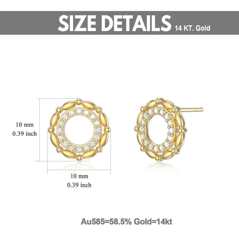 10K Gold Cubic Zirconia Circle Stud Earrings-3