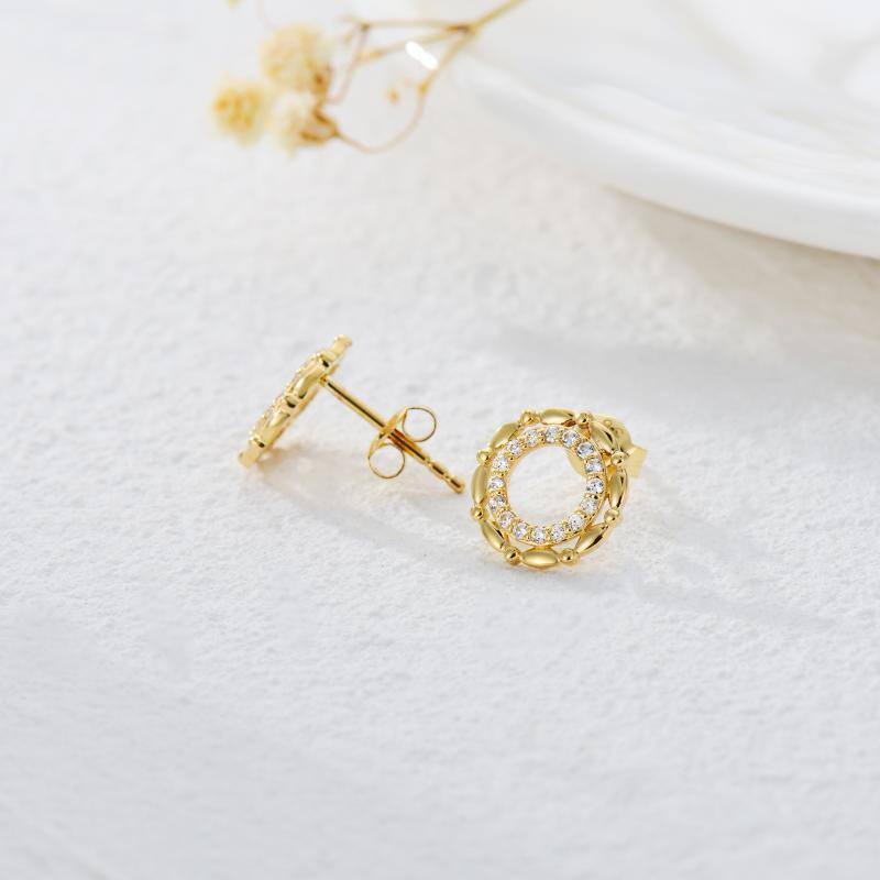 Brincos de argola em ouro 10K com zircónias cúbicas-6