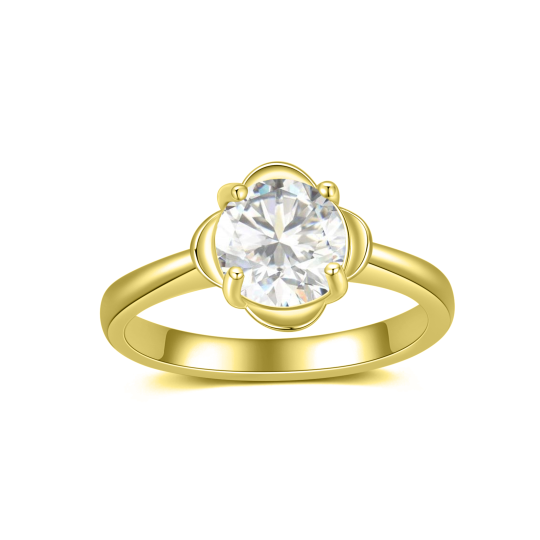 14K Gold Ring mit runden Kristallperlen