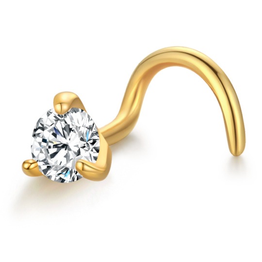 Anello al naso con perline circolari in moissanite in oro 14 carati