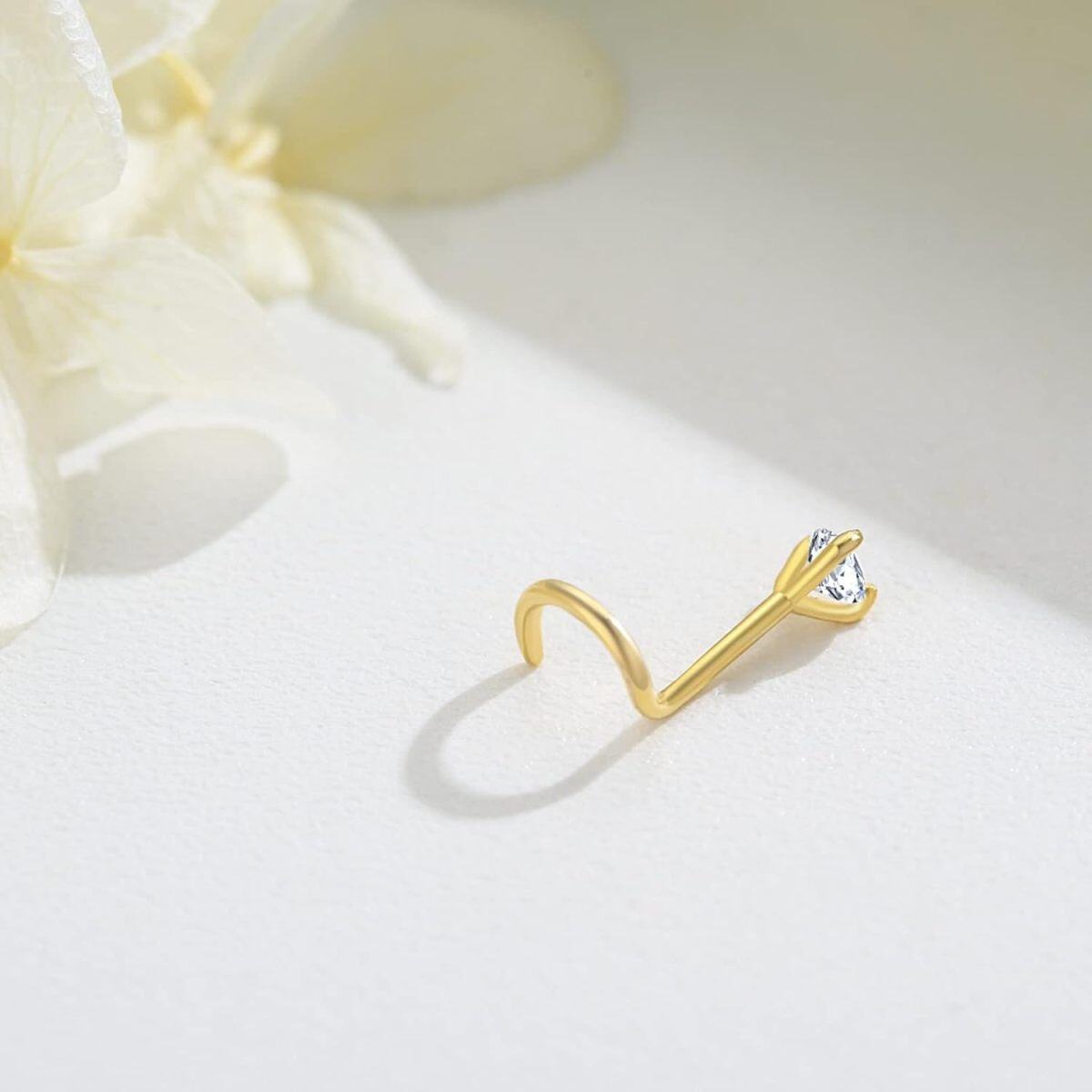 14K Gold Circular Moissanite Bead Nose Ring-3