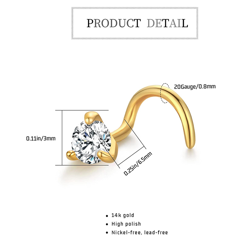 10K Gold Circular Moissanite Bead Nose Ring-4