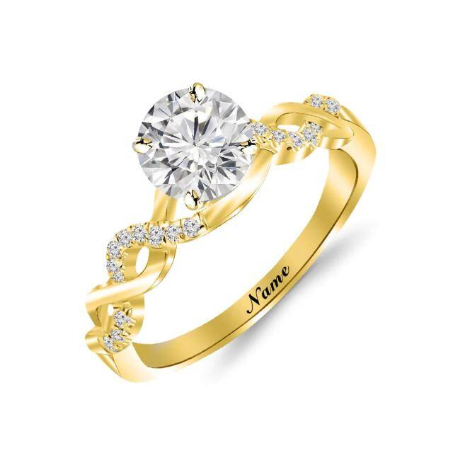 Bague de mariage classique personnalisée avec nom circulaire en or 14 carats et moissanite-1