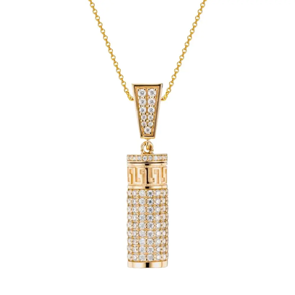 Colar de urna circular de moissanita em ouro 14K para cinzas-2